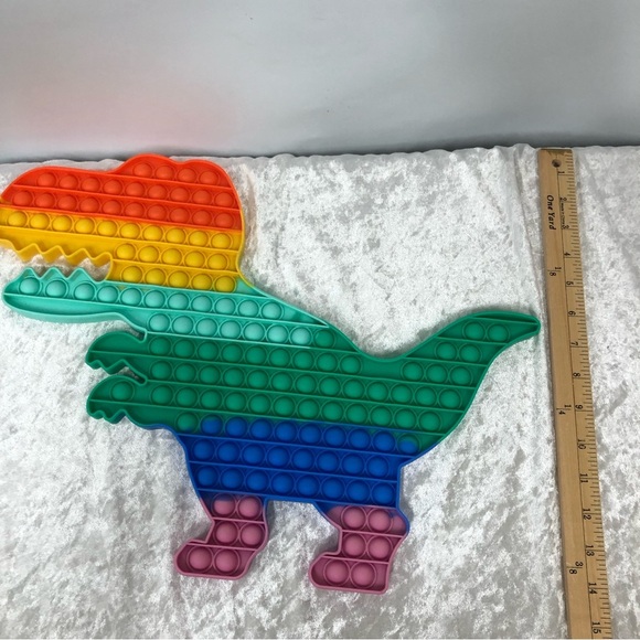 Jumbo Dinosaur Pop It T-Rex multi color rainbow toy - Picture 3 of 5